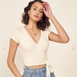 Reformation Flora Wrap Ribbed Top